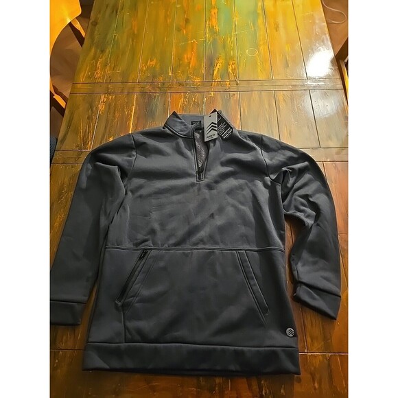 NWT Solaris Active ~ Pullover Men Sz Medium-  Mock Collar 1/4 Zip Gray w Pocket - Picture 1 of 6